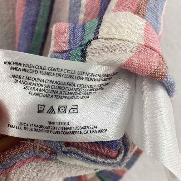 Orvis Striped Linen Blend Sleeveless Button Front‎ Shirt XL Multicolor Summer - Picture 9 of 9